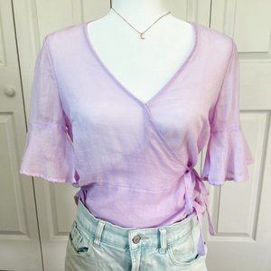 Linen Light Purple Wrap Shirt